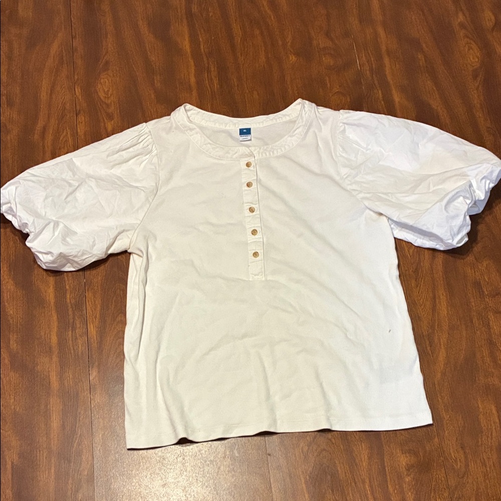 Old Navy White Puff Sleeve Blouse